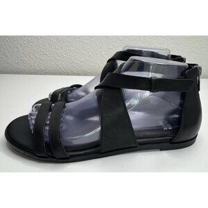Eileen Fisher Cici Black Leather Criss Cross Sandals Size 8